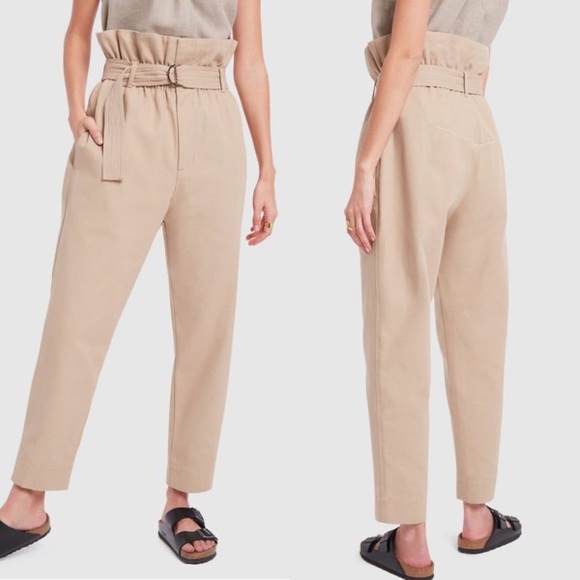 Bassike Paperbag Pants Size 2 Tan Beige